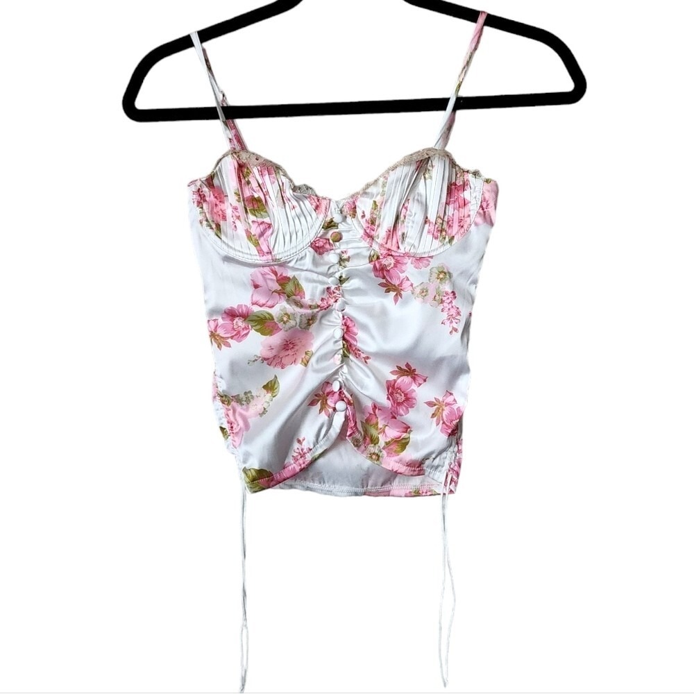FOR LOVE & LEMONS x VICTORIAS SECRET bustier bra silky top floral coquette - Picture 2 of 7